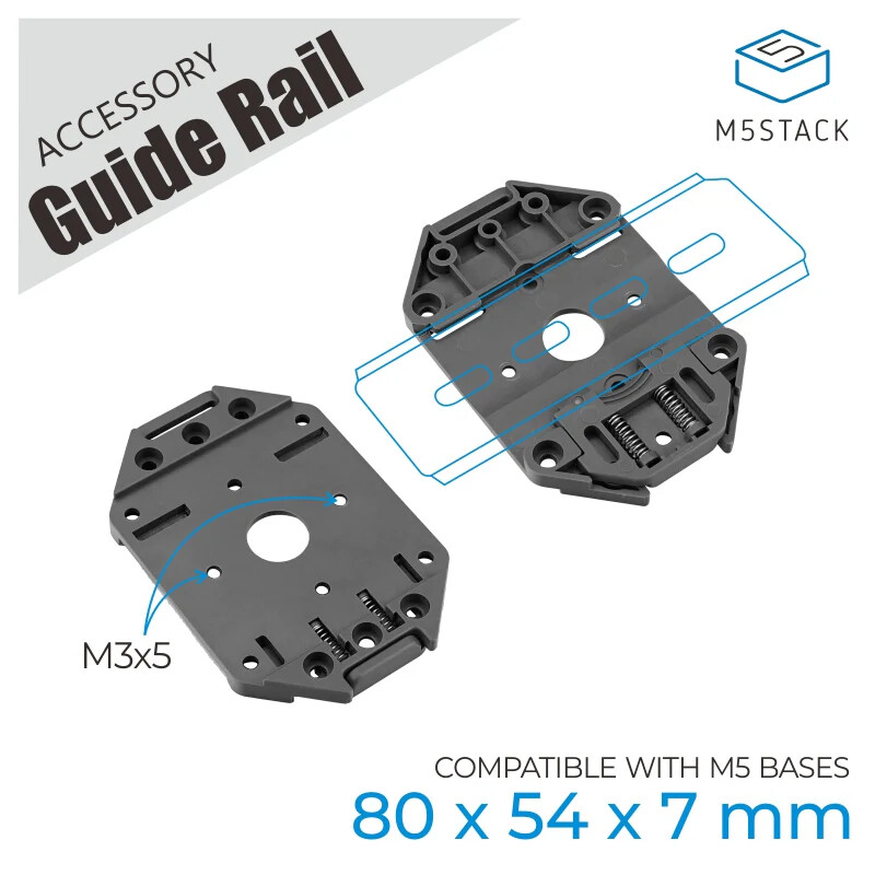 M5Stack Guide Rail til M5Base Spring-Type Struktur, M3 skruehuller