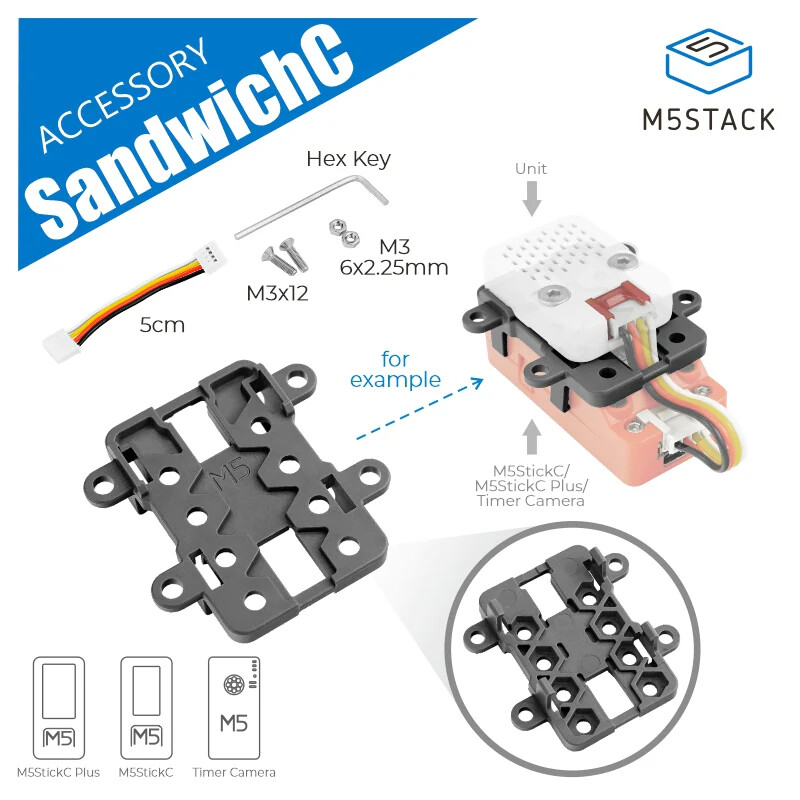 M5Stack SandwichC Brick til M5StickC/ M5StickC C-Plus / Timer Kamera X / Timer Kamera F