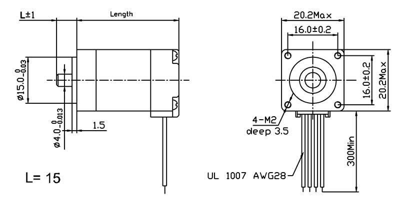Pololu Stepmotor NEMA 8 Bi-polær 200 Trin/Omdrejning 20x30mm 3.9V 0.6A/Fase 1204