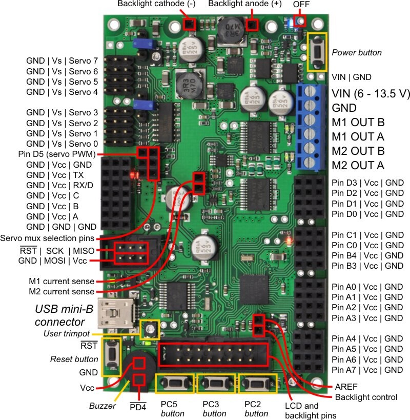 Pololu Orangutan SVP-324 Robot Controller (monteret) 1325