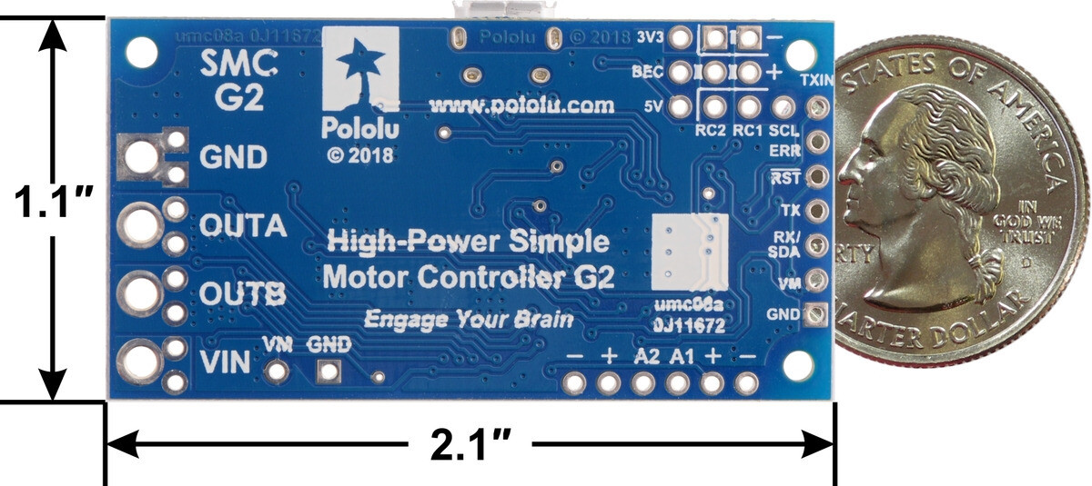 Pololu High-Power Simple Motor Controller G2 18V15 (Stik loddet) 1362