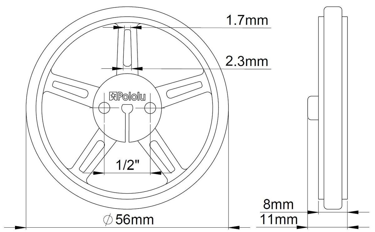 Pololu Plastikhjul 60x8mm Par Gul til Micro Metal Gearmotorer 1422