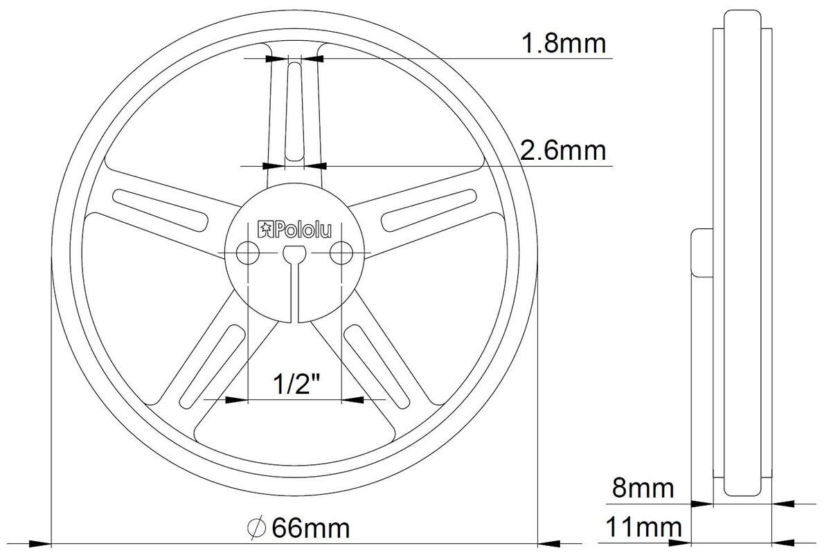 Pololu Plastikhjul 70x8mm Par Hvidt til Micro Metal Gearmotorer 1429