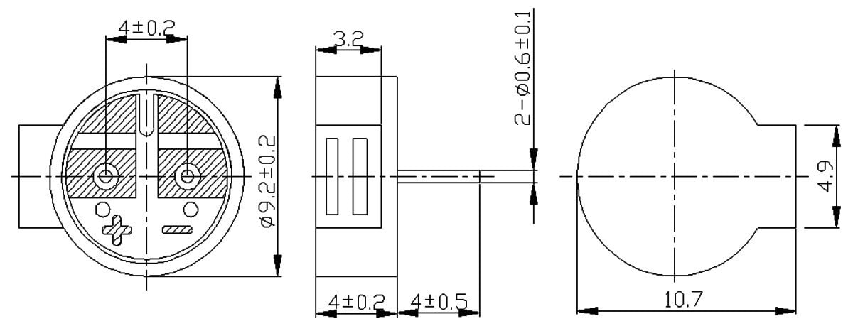 Pololu elektromagnetisk buzzer, 9 mm, 30 Ohm, 3-7 V, sideåben, artikelnummer: 1484