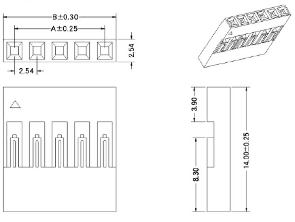 0,1" (2,54 mm) Crimp Connector Hus: 2x4-Pin 10-pak