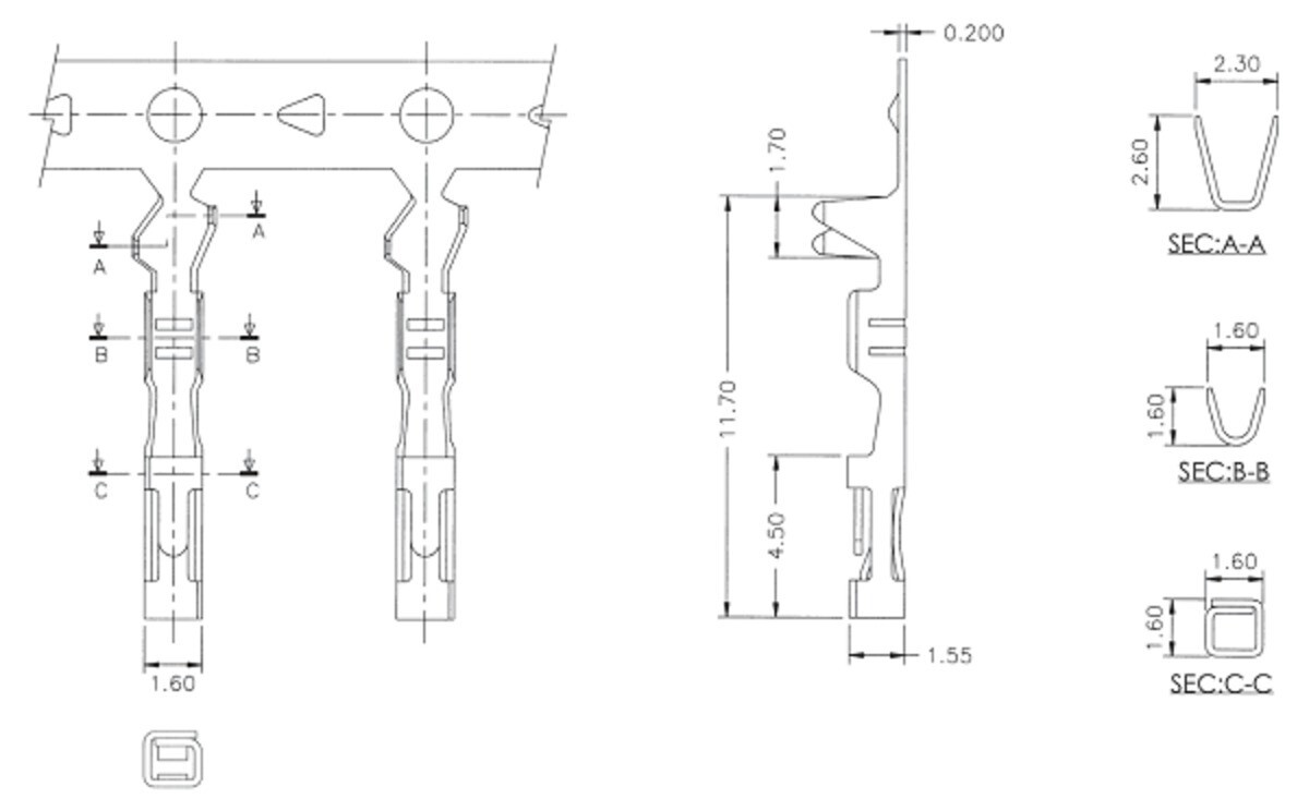 Kvinnlige crimp-stifter til 0,1" hus - 100-pak, Arbejde med led af 22 til 28 AWG