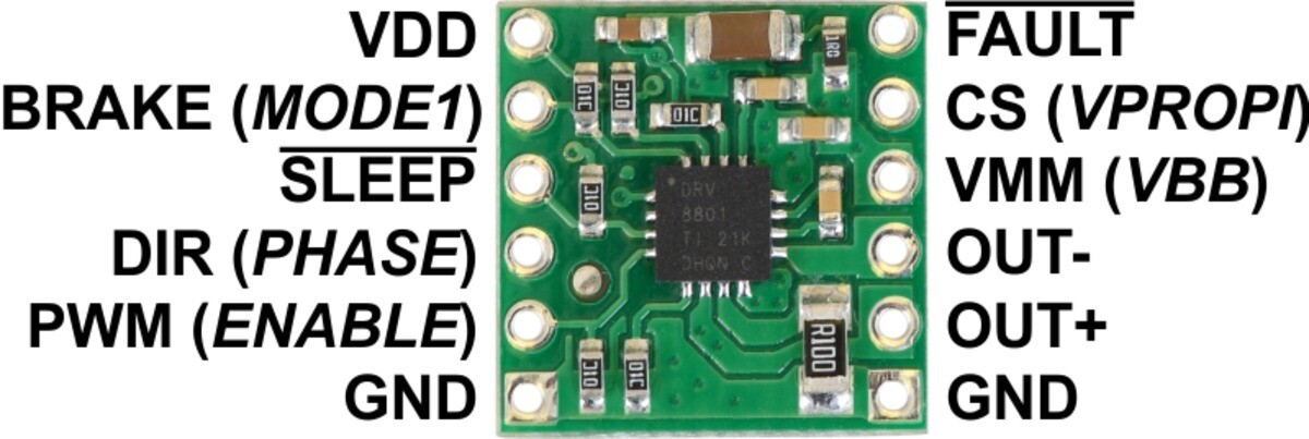Pololu DRV8801 Single Brushed DC Motor Driver Carrier 8-36V 2136