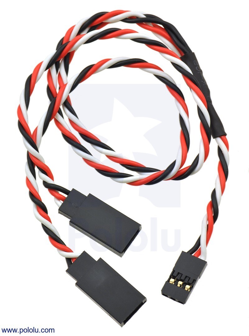 Twistet servo split kabel 3-leder, længde 300mm, hunstik - 2x hanstik