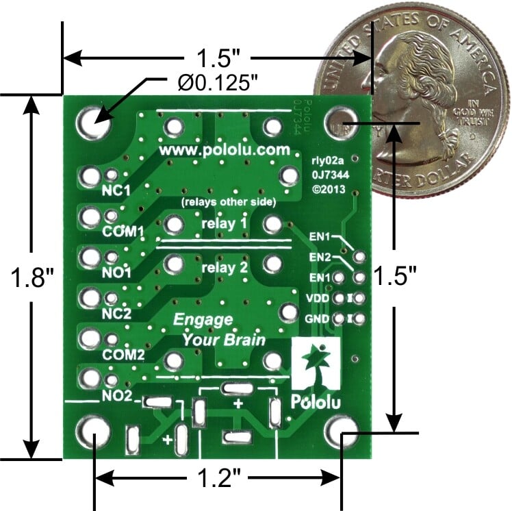 Pololu Basic 2-Kanal SPDT Relæ Carrier med 5VDC Relæer (Samlet) 2-Kanal Relæmodul 2485