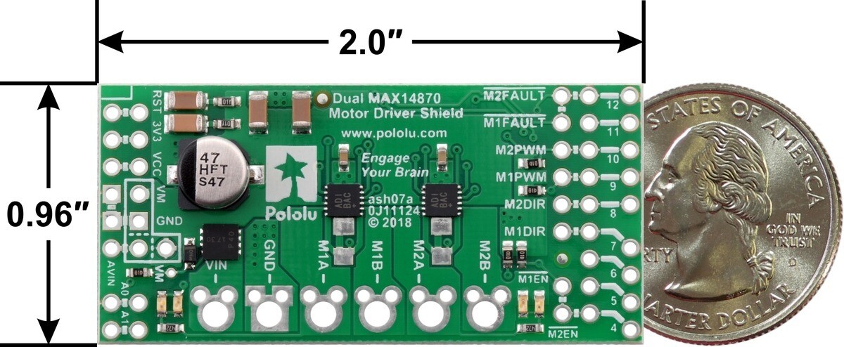 Pololu Dual MAX14870 Motor Driver Shield til Arduino 2519