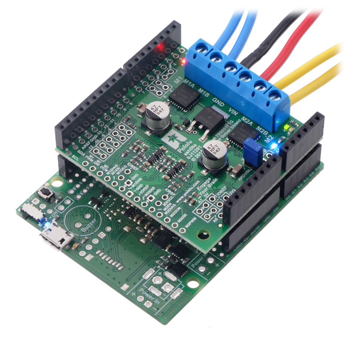 Pololu Dual TB9051FTG Motor Driver Shield til Arduino 2520