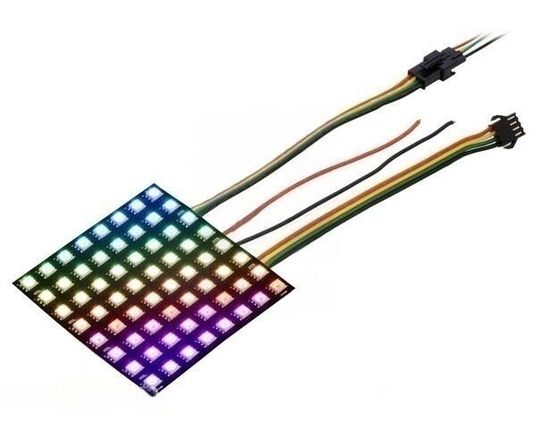 Pololu Adresserbar RGB 8x8-LED Fleksibel panel 5V 10mm Gitter APA102C 2532