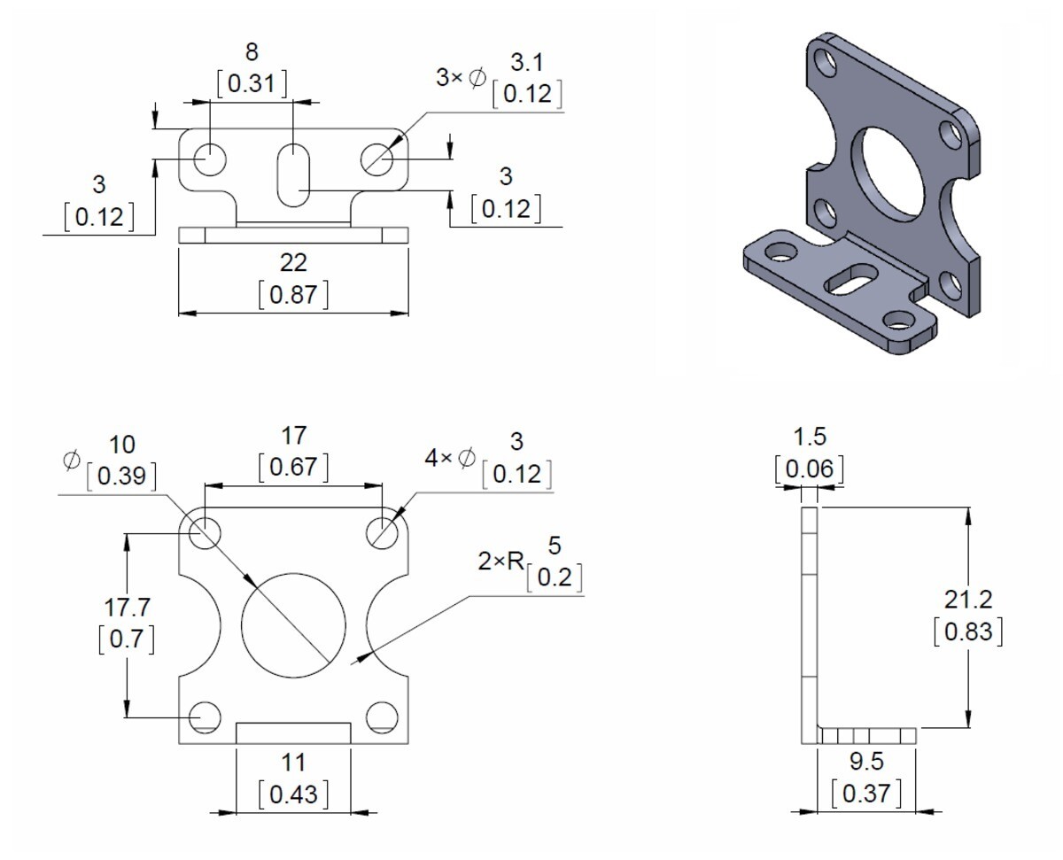Pololu Stamped Aluminium L-Bracketsæt til Plastgearmotorer 2670