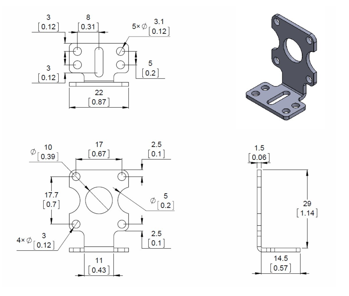 Pololu Aluminium L-formet stel, udvidet, par til plastikgearmotorer 2671