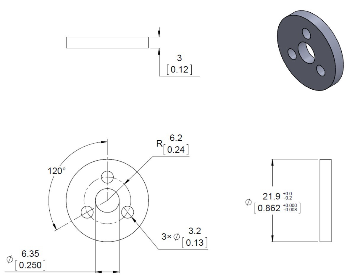 Pololu Aluminium hjuladapter til 6 mm aksel, 37D gearmotorer, artikelnummer 2674