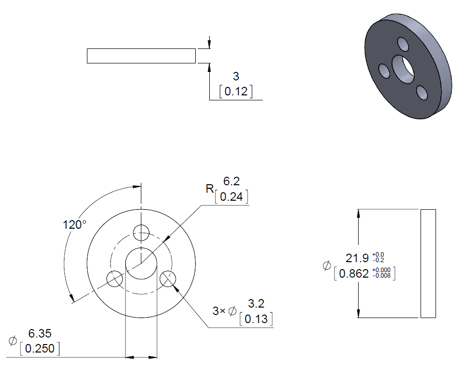 Pololu Aluminium hjuladapter til 6 mm aksel, 37D gearmotorer, artikelnummer 2674