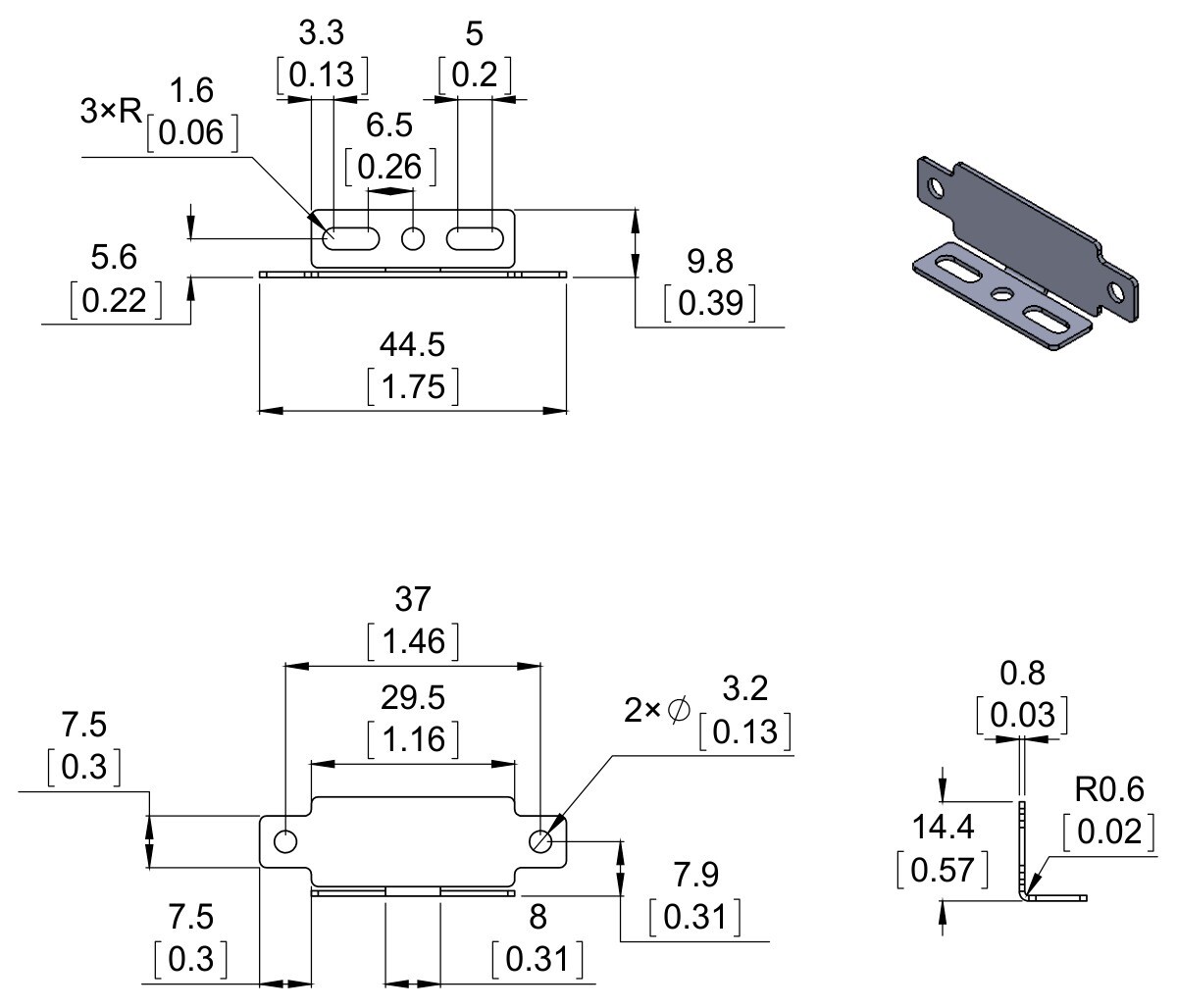 Pololu-beslagspar til Sharp GP2Y0A02, GP2Y0A21 og GP2Y0A41 afstandssensorer - parallelt 2678