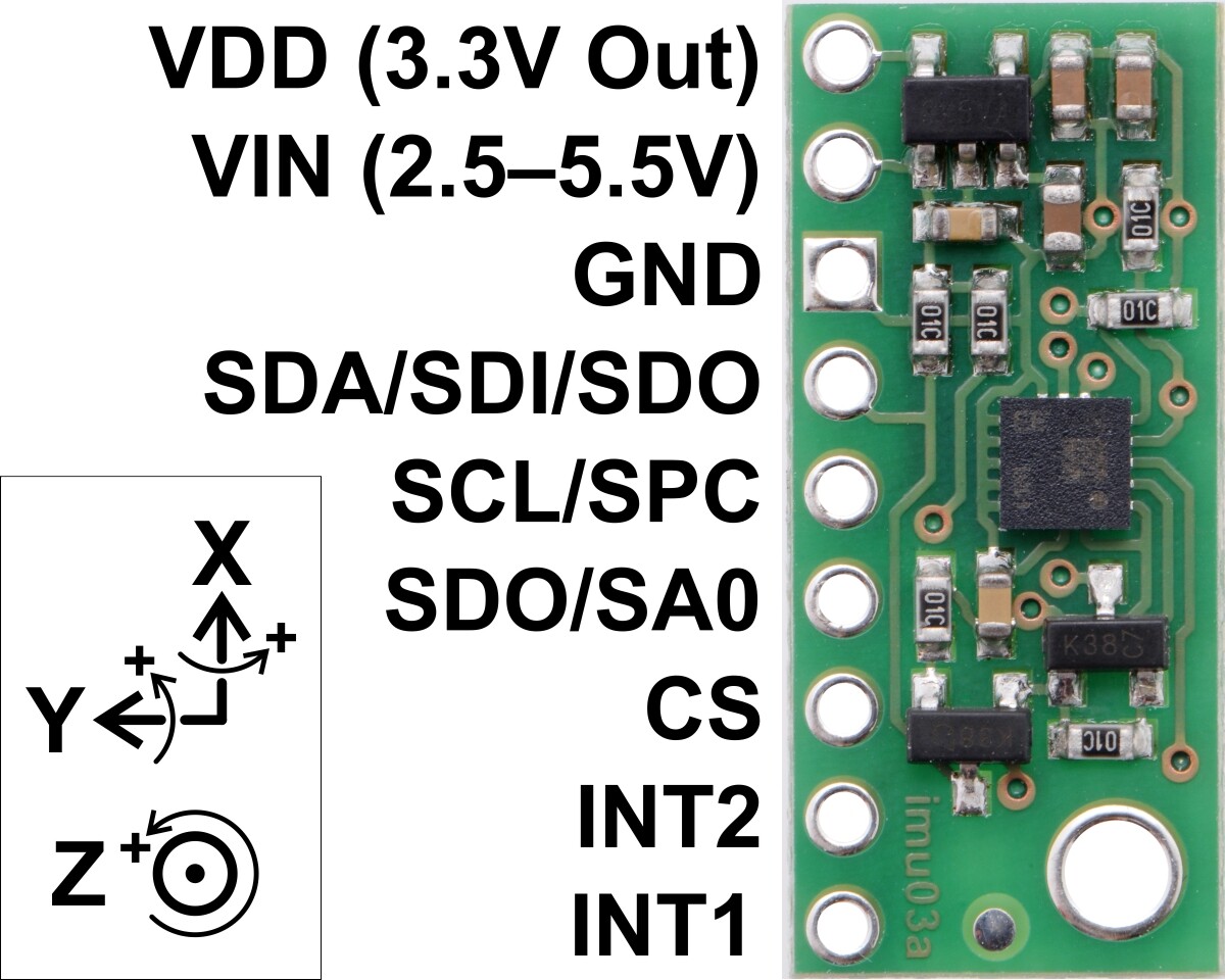 Pololu LSM6DS33 3D-akselrometer og gyroskop bærer med spændingsregulator 2736