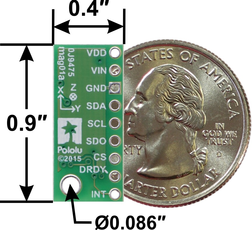 Pololu LIS3MDL 3-Axis Magnetometer Bærer med Spændingsregulator 2737