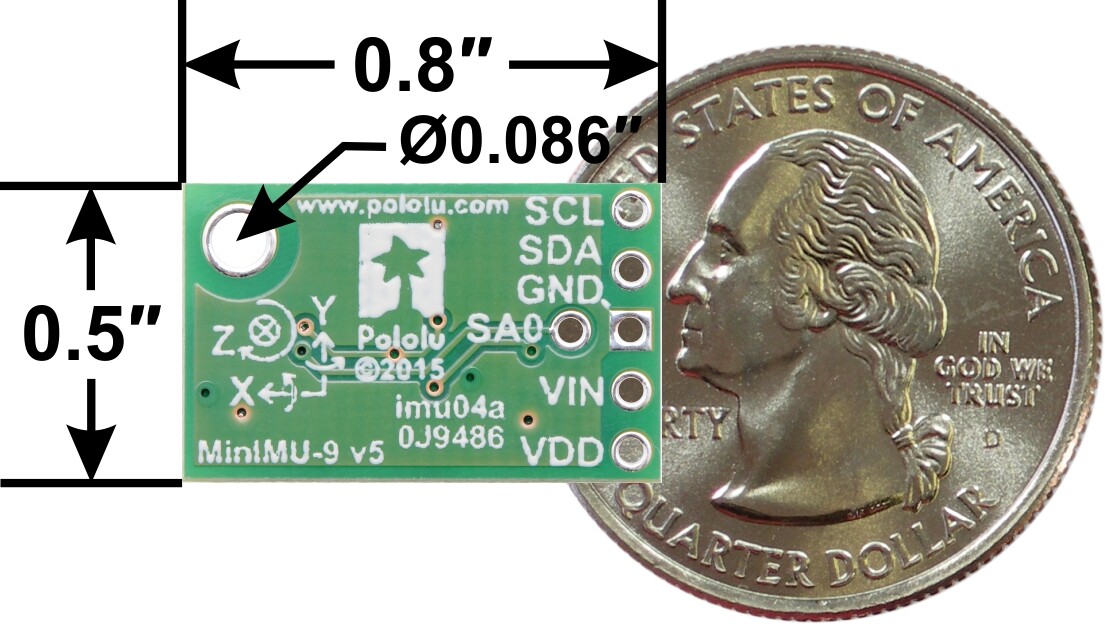 Pololu MinIMU-9 v5 Gyroskop, accelerometer og kompas (LSM6DS33 og LIS3MDL bærer) 2738