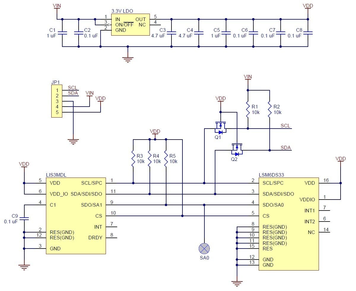 Pololu MinIMU-9 v5 Gyroskop, accelerometer og kompas (LSM6DS33 og LIS3MDL bærer) 2738