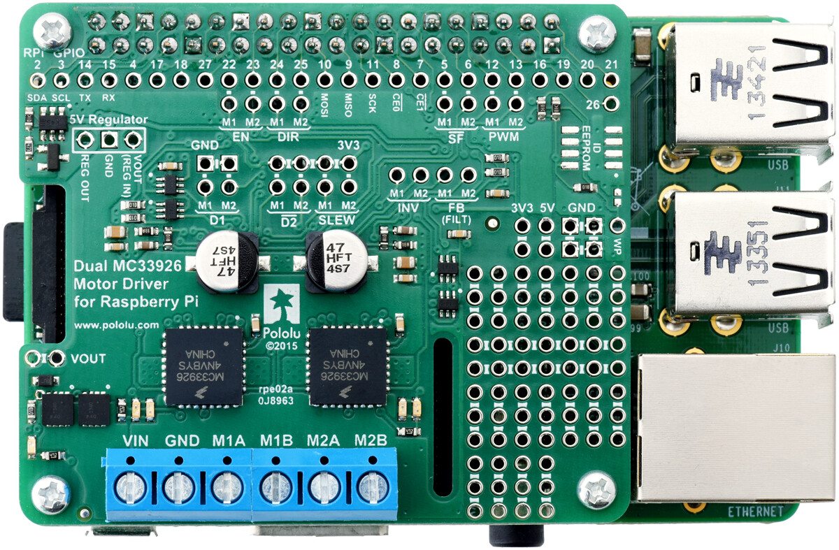 Pololu Dual MC33926 Motorstyring for Raspberry Pi (Delmængde) 2755