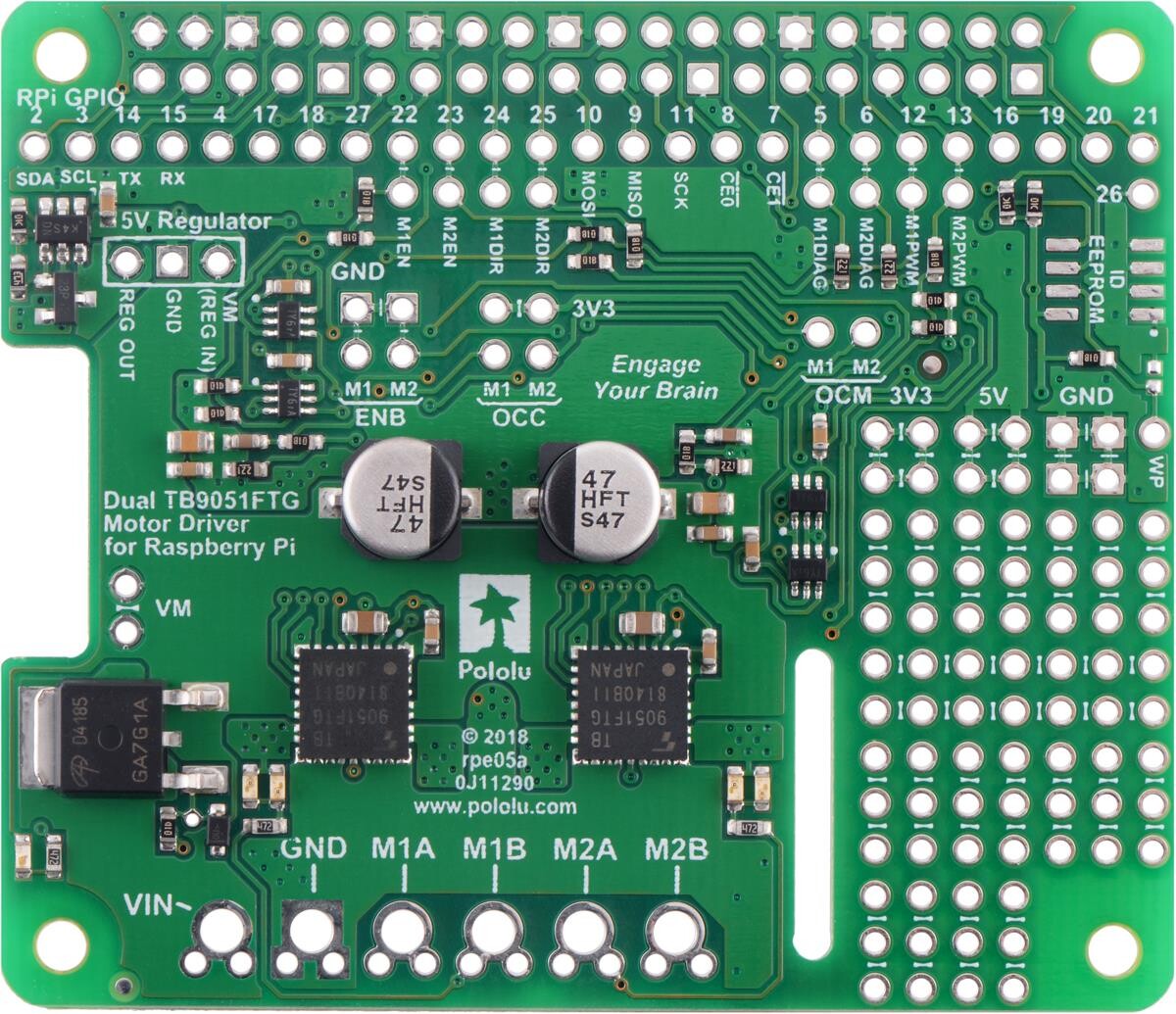 Pololu Dual TB9051FTG Motor Driver til Raspberry Pi (Delvist sæt) 2761