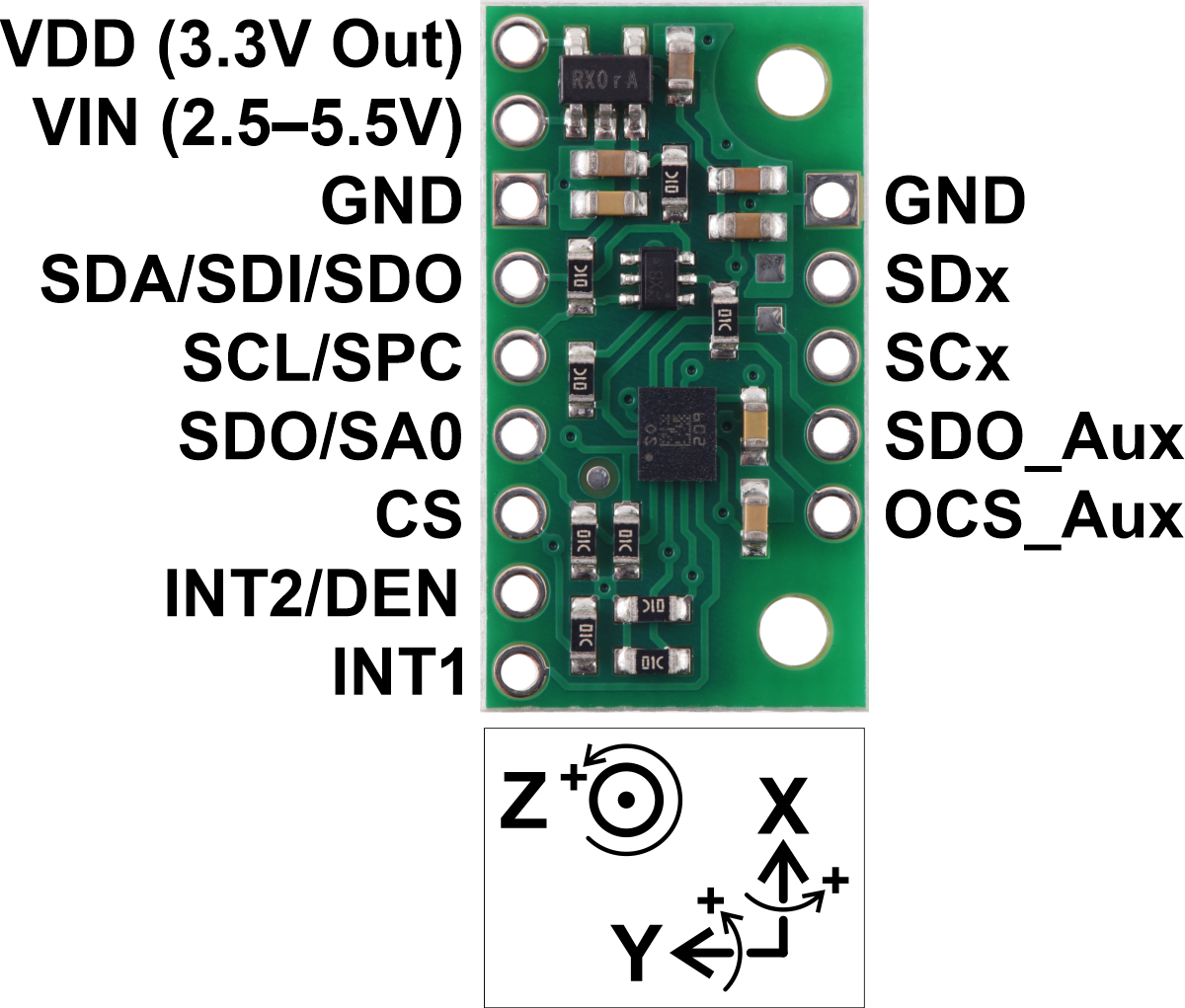 Pololu LSM6DSO 3D-akselrometer og gyroskop bærer med spændingsregulator 2798