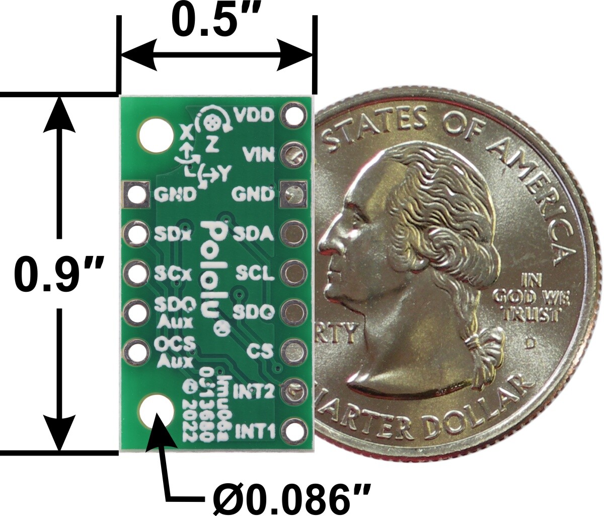 Pololu LSM6DSO 3D-akselrometer og gyroskop bærer med spændingsregulator 2798