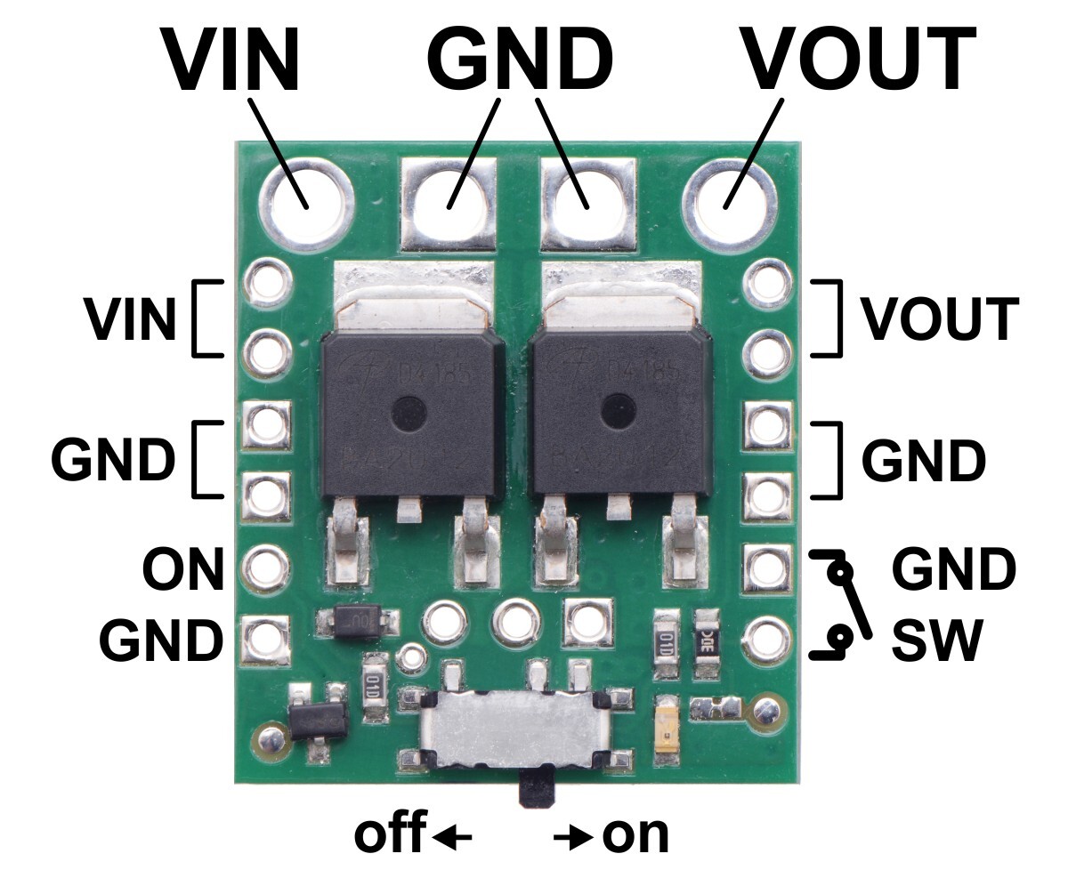 Pololu Stor MOSFET-skiftekontakt med omvendt polaritetsbeskyttelse, HP 2815