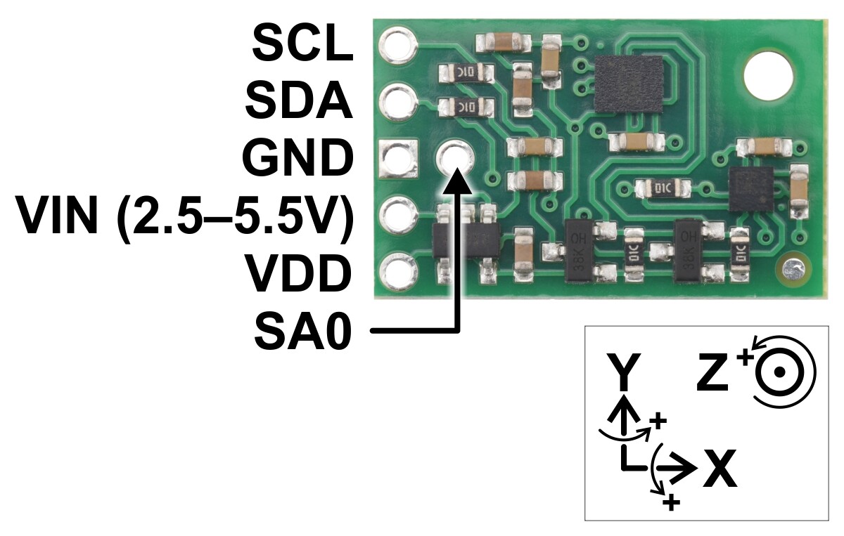 Pololu MinIMU-9 v6 Gyroskop, accelerometer og kompas (LSM6DSO og LIS3MDL bærer) 2862
