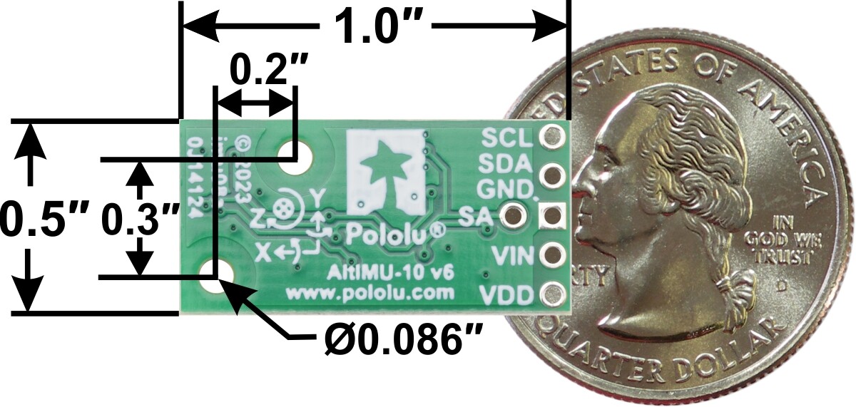 Pololu AltIMU-10 v6 Gyroskop, accelerometer og kompas samt højdemåler (LSM6DSO, LIS3MDL og LPS22DF bærer) 2863
