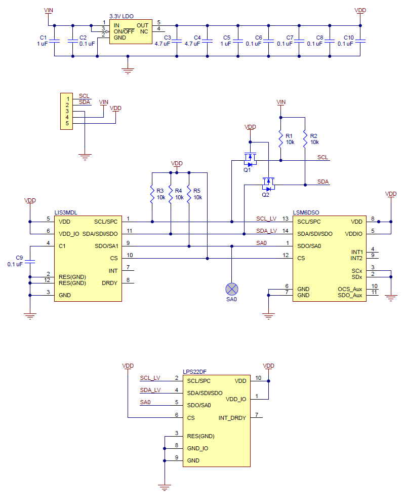 Pololu AltIMU-10 v6 Gyroskop, accelerometer og kompas samt højdemåler (LSM6DSO, LIS3MDL og LPS22DF bærer) 2863