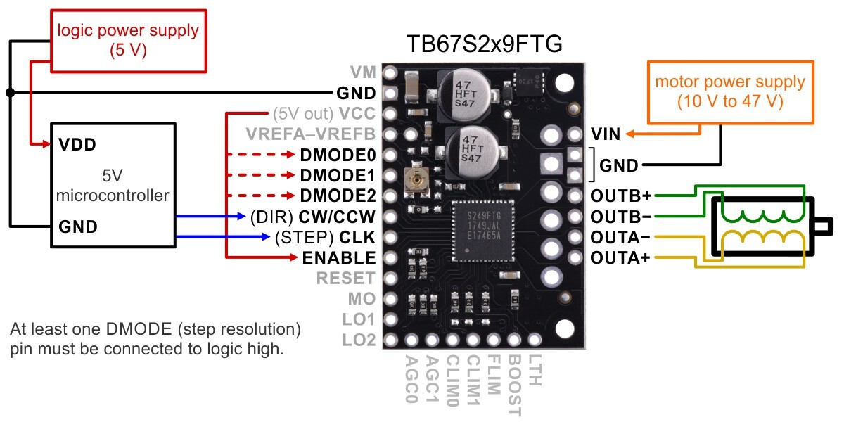 Pololu TB67S279FTG Stepmotor Driver Carrier 10V-47V 2974