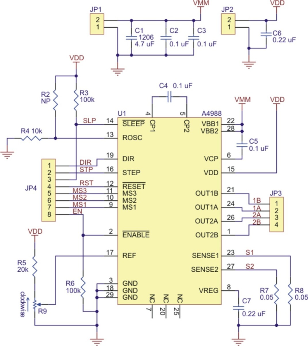 Pololu A4988 Stepmotor Driver Carrier (Header Pins verlötet) 2980