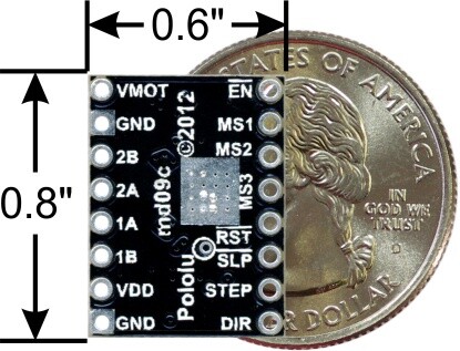 Pololu A4988 Stepmotor-driver Carrier, sort udgave (Header pins er loddet) 2981