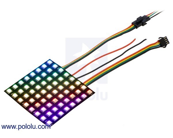 Pololu Adresserbar RGB 8x8-LED Fleksibel panel 5V 10mm grid SK9822 3092