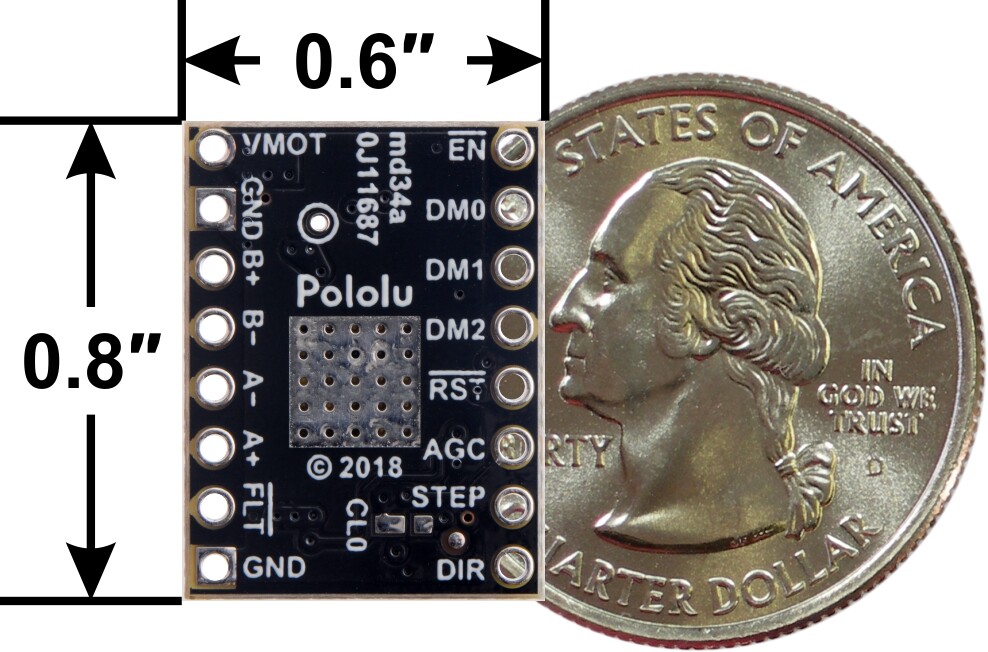 Pololu TB67S249FTG Kompakt Stepmotor Driver med Header Pins, solideret 3097