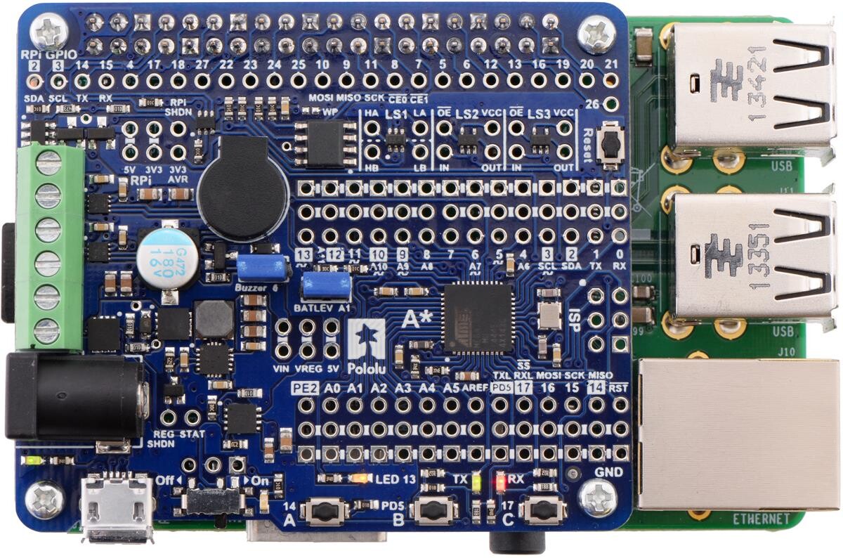 Pololu A-Star 32U4 Robot Controller LV med Raspberry Pi bro (Kun SMT-komponenter) 3116