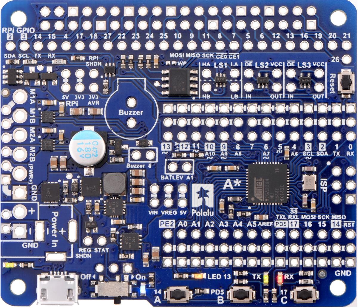 Pololu A-Star 32U4 Robot Controller LV med Raspberry Pi bro (Kun SMT-komponenter) 3116