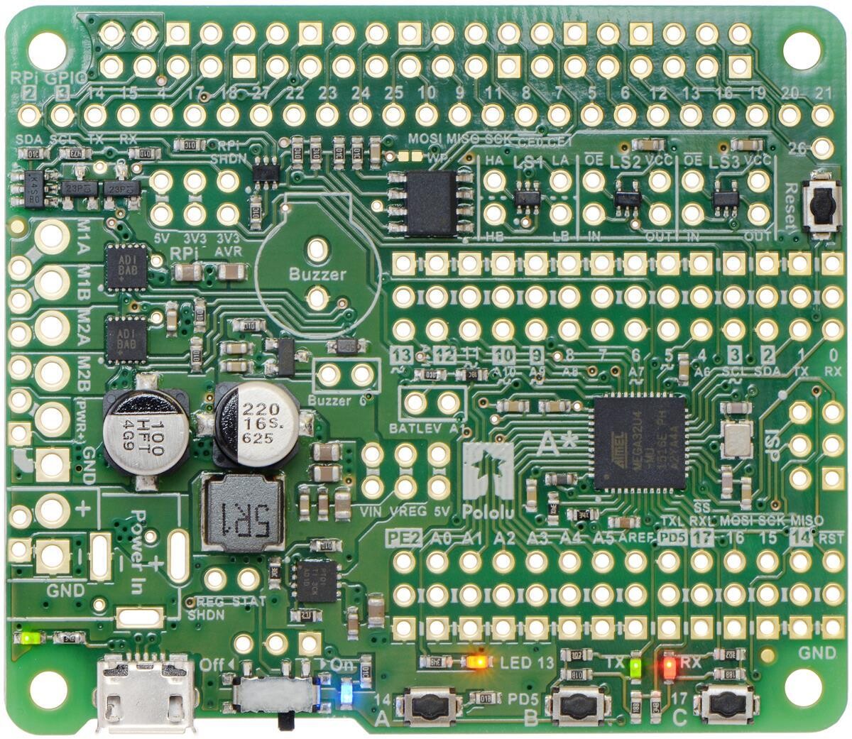 Pololu A-Star 32U4 Robot Controller SV med Raspberry Pi bro (Kun SMT-komponenter) 3118