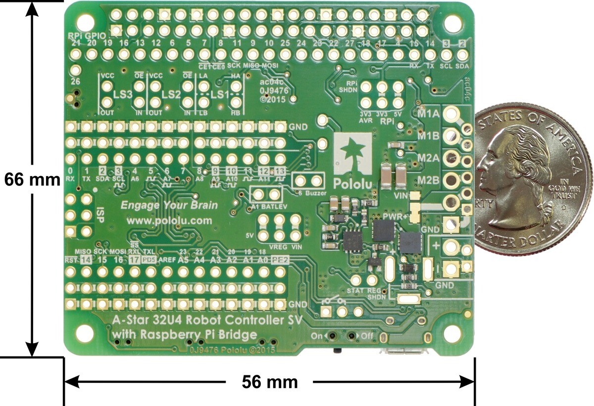 Pololu A-Star 32U4 Robot Controller SV med Raspberry Pi bro (Kun SMT-komponenter) 3118
