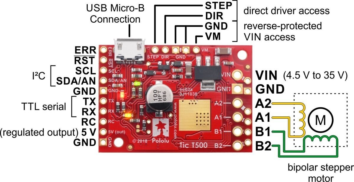 Pololu Tic T500 USB Multi-Interface Steppermotorcontroller 3135