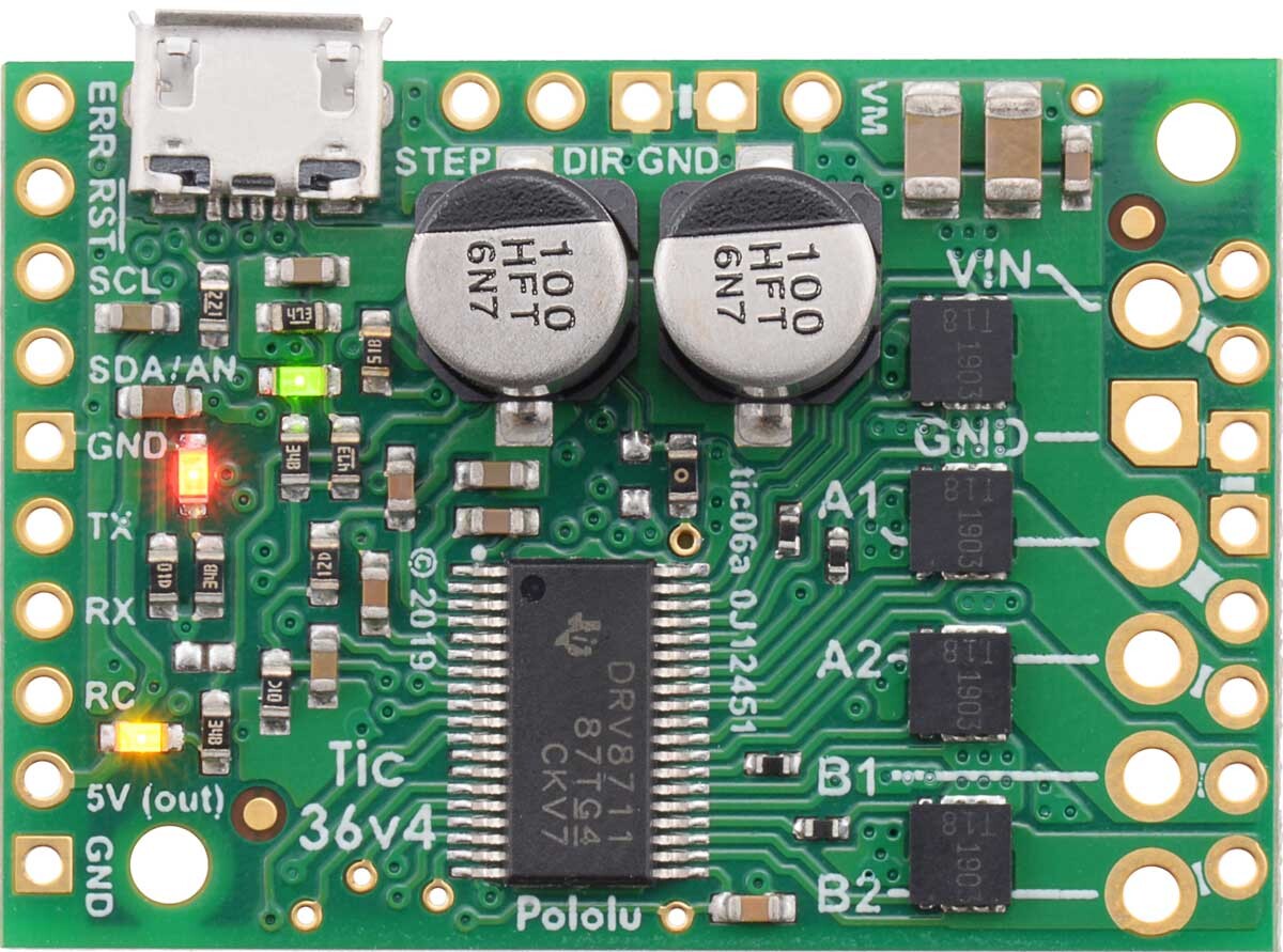 Pololu Tic 36v4 USB Multi-Interface High-Power Stepper Motor Controller (Kontakter soldeboret) 3140 3140