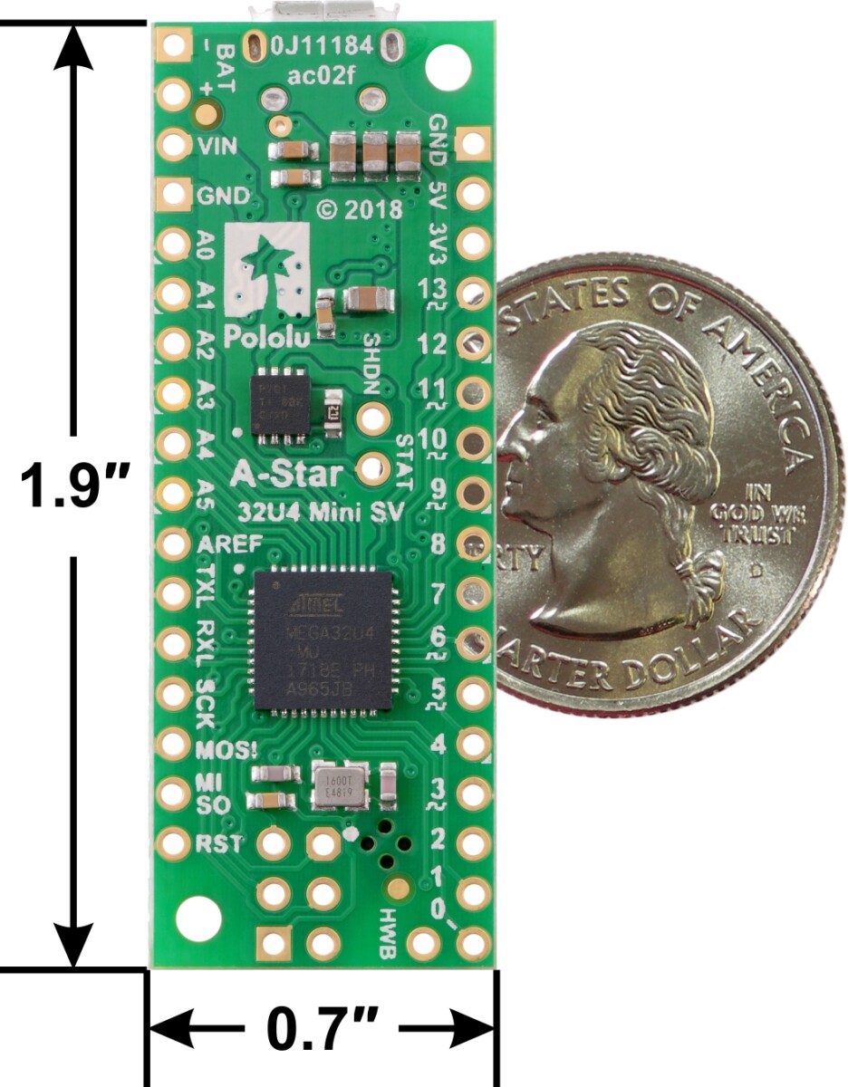 Pololu A-Star 32U4 Mini 5 V til 40 V, Programmerbart modul ATmega32U4 3145