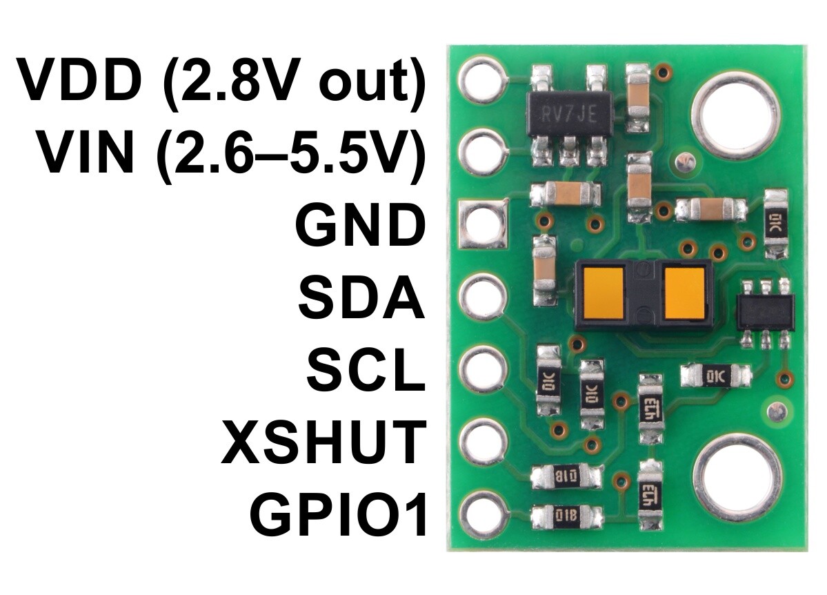 Pololu VL53L1X Time-of-Flight Distance Sensor Carrier med spændingsregulator, 400 cm Max 3415