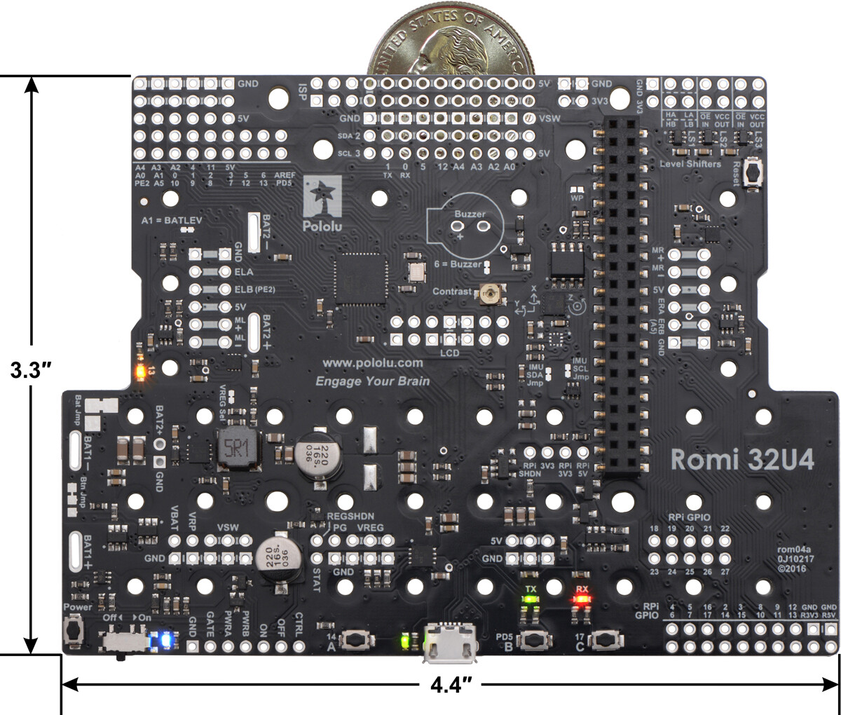 Pololu Romi 32U4 Kontrolkort ATmega32U4 Arduino-kompatibel 3544