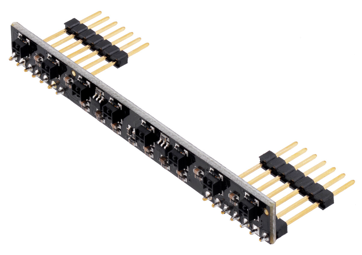 Pololu 8-Kanal QTRX Sensor Array til Romi/TI-RSLK MAX (Gennemstik med loddet). 3672
