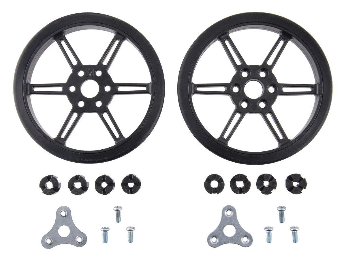 Pololu Multi-Hub hjul med indsats til 3mm og 4mm aksler - 80x10mm, sort, 2-pak 3690