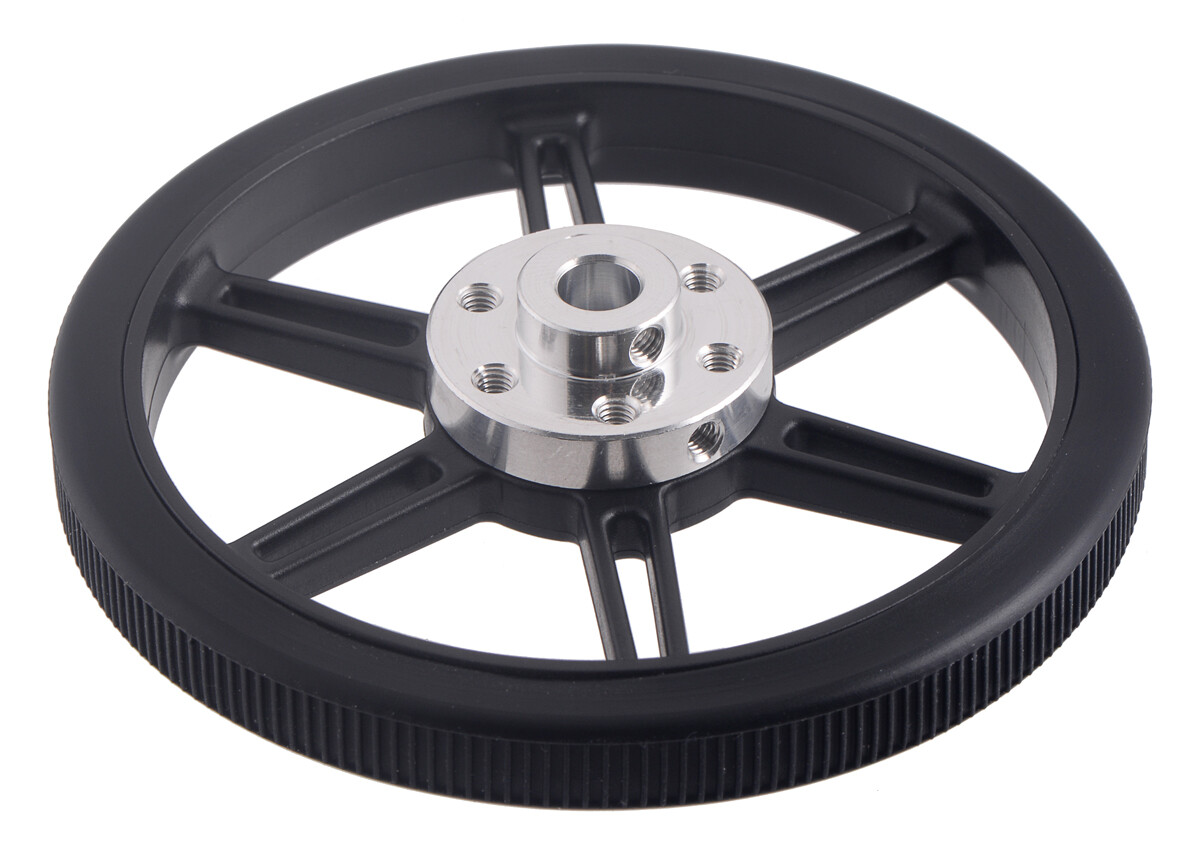 Pololu Multi-Hub hjul med indsats til 3mm og 4mm aksler - 80x10mm, sort, 2-pak 3690